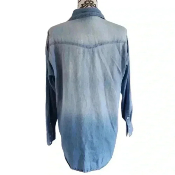 ABLE April Shirt Chambray 100% Cotton Oversized Western Pearl Snap Up size Small - Picture 5 of 12